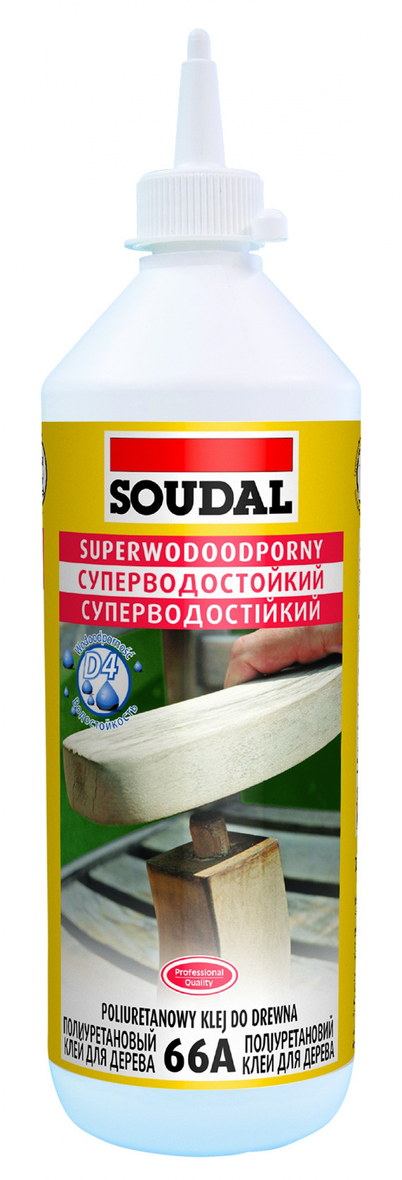 Soudal 66A - Водостойкий полиуретановый клей для дерева 750 мл